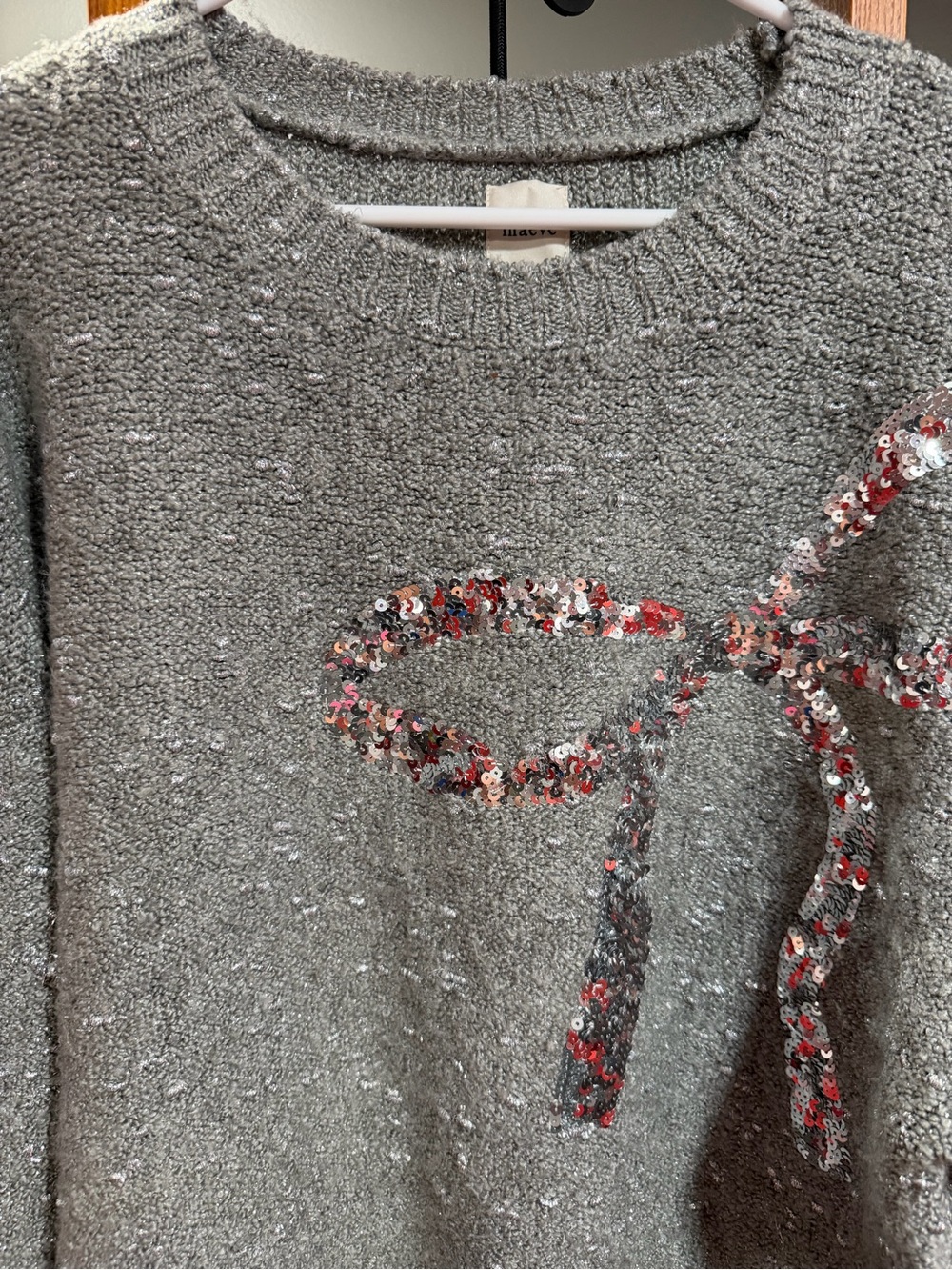 Maeve Anthropologie Sequin Bow Crew-Neck Sweater Medium - Picture 11 of 12